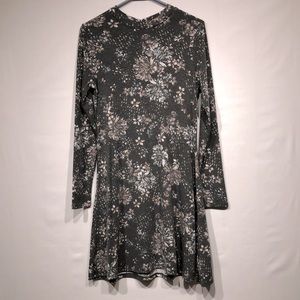 Love Fire large long sleeve floral dress grey pink